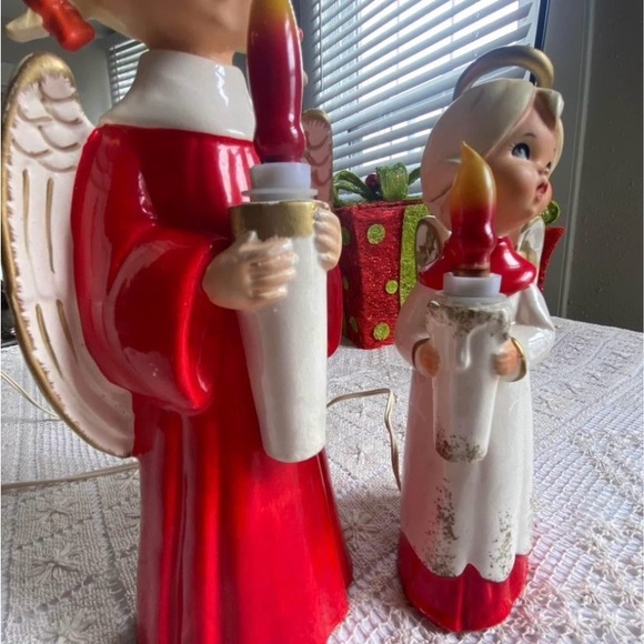 Japan RARE Electric Hand-painted Chalkware Angels 1960’s - Picture 4 of 8